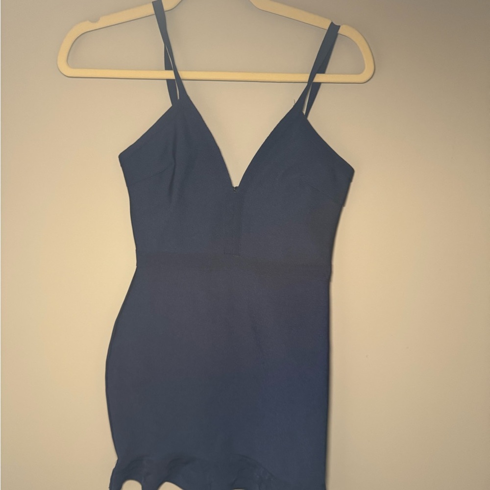 Marin Ruffle Bandage Mini Dress in Navy